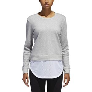 Adidas Sweater Womens Size L Gray Dual Layer Sweatshirt Athleisure Streetwear
